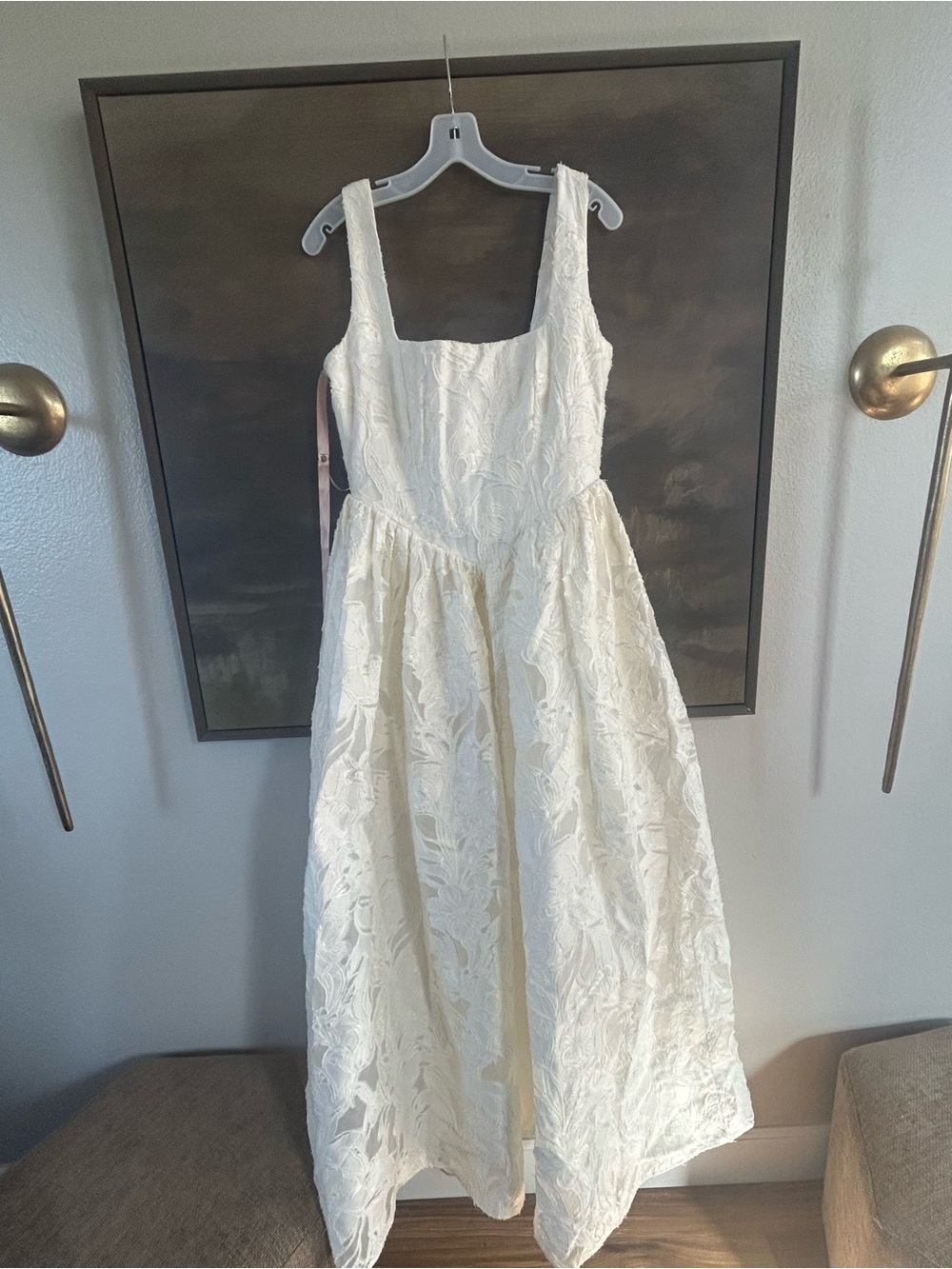 NWT Lulus Corsen Ivory Floral Jacquard Corset A-Line Maxi Dress - Picture 11 of 15